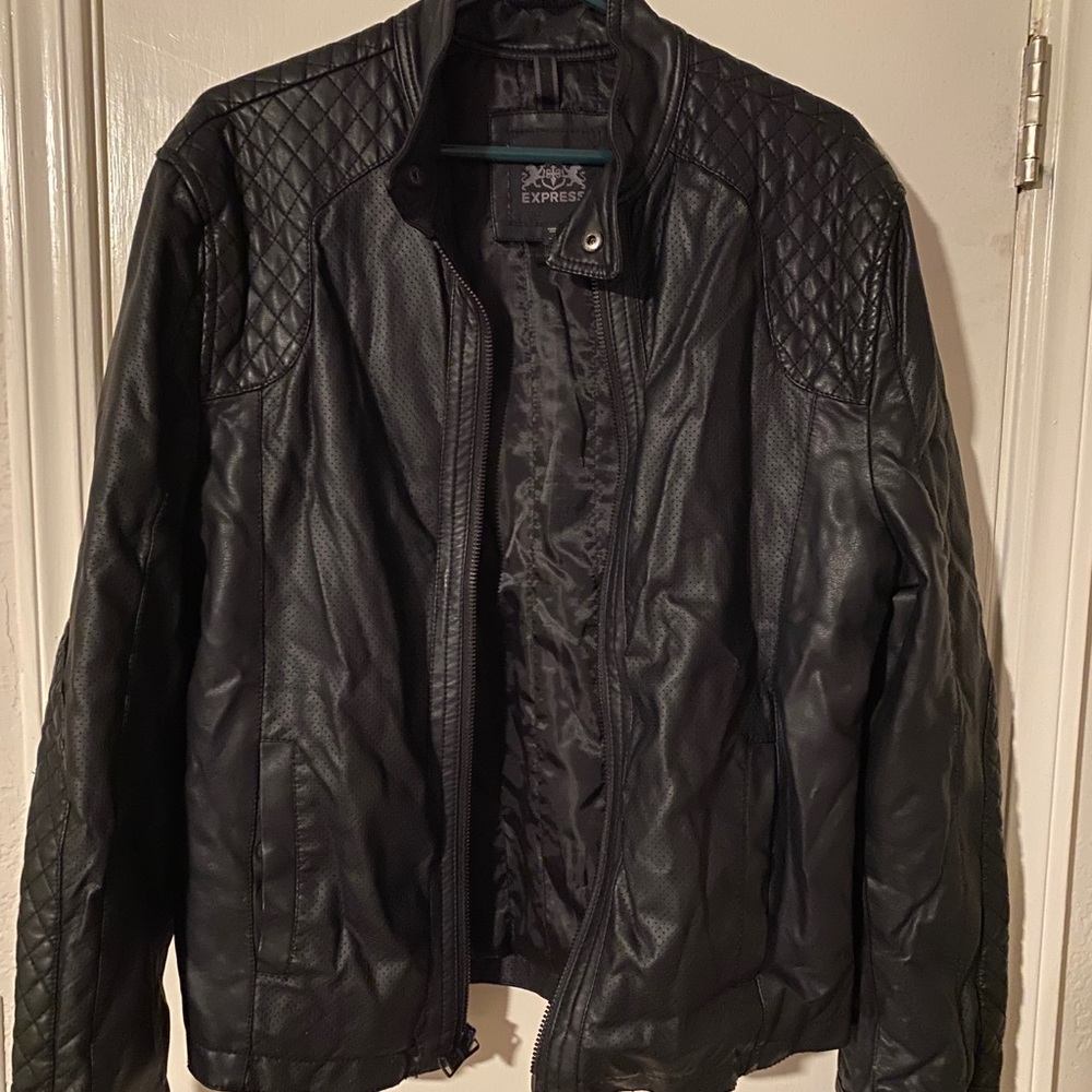 Express men’s leather motorcycle jacket